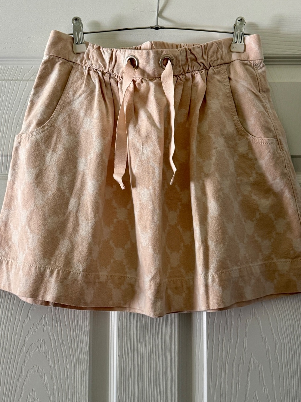 J. Crew Pink & Ivory Ikat Drawstring Swing Skirt